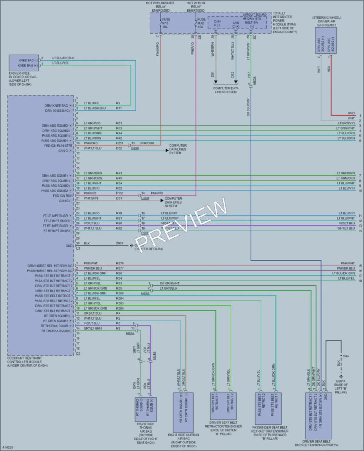 2013 Dodge GrandCaravan Supplemental Restraints wiring diagram preview
