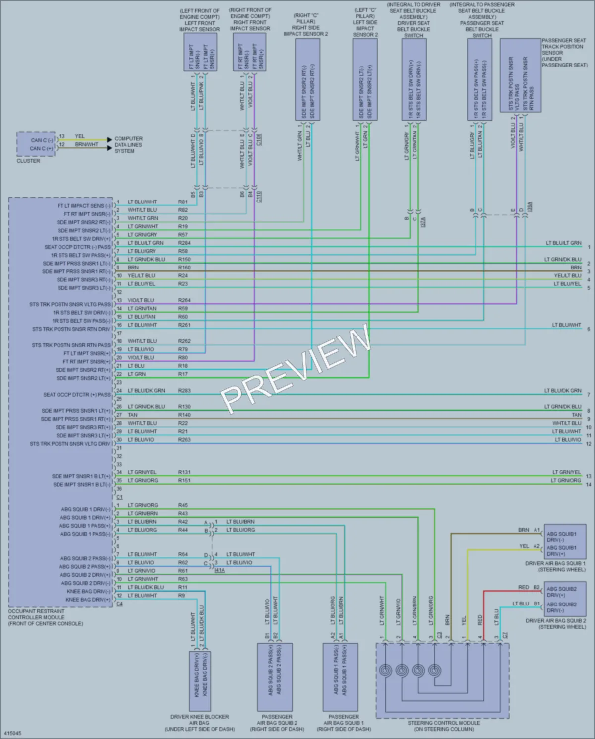 2013 Dodge Journey Supplemental Restraints wiring diagram preview
