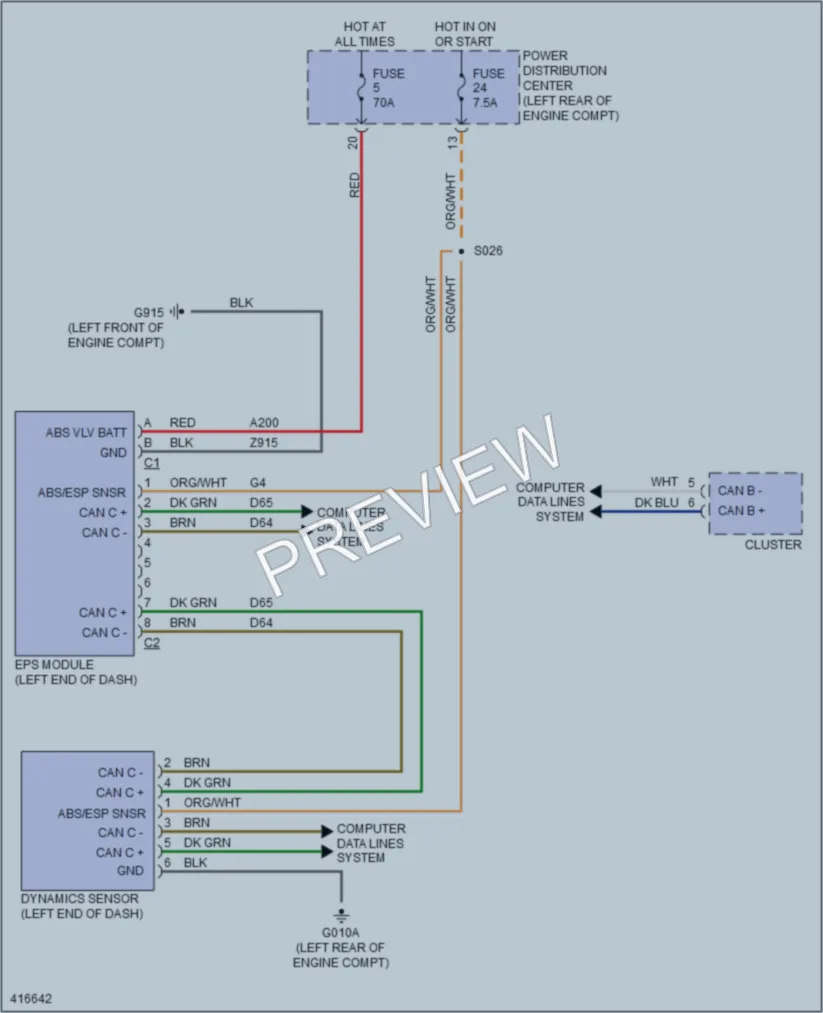 2013 Fiat 500 Electronic Power Steering wiring diagram preview