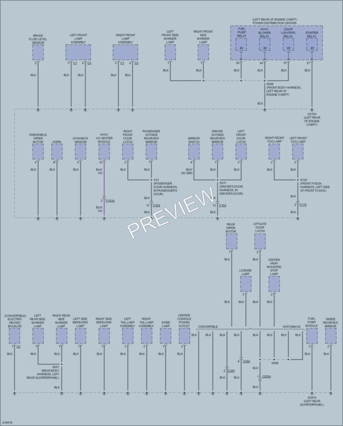 2013 Fiat 500 Ground Distribution wiring diagram preview