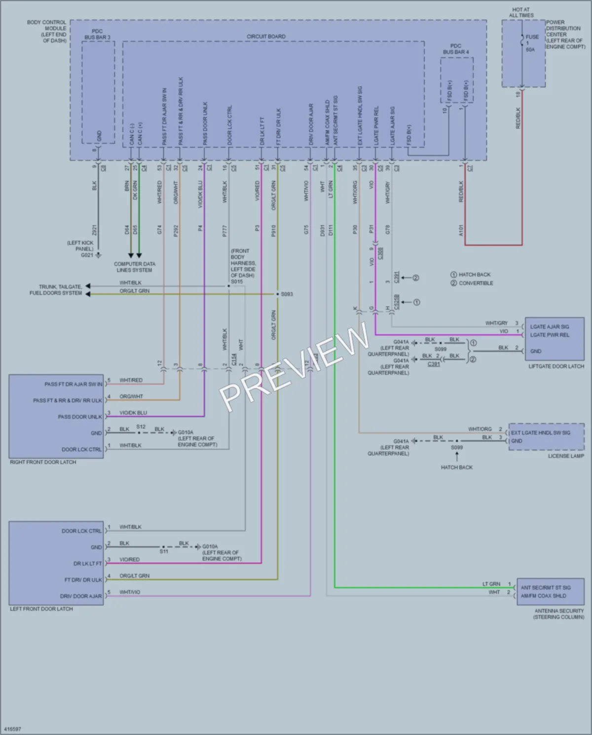 2013 Fiat 500 Power Door Locks wiring diagram preview