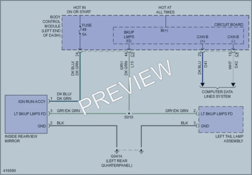 2013 Fiat 500 Power Mirrors wiring diagram preview
