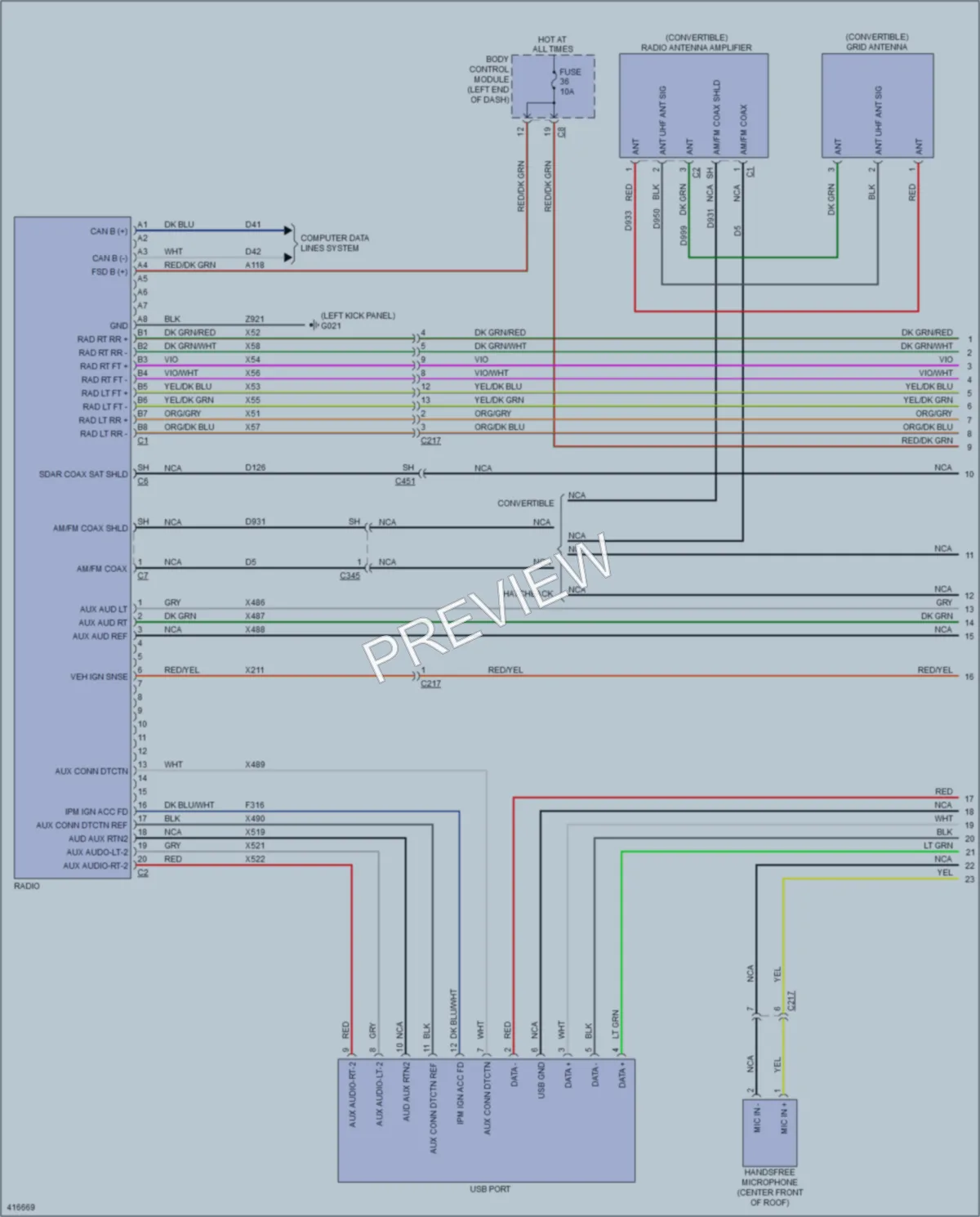 2013 Fiat 500 Radio wiring diagram preview