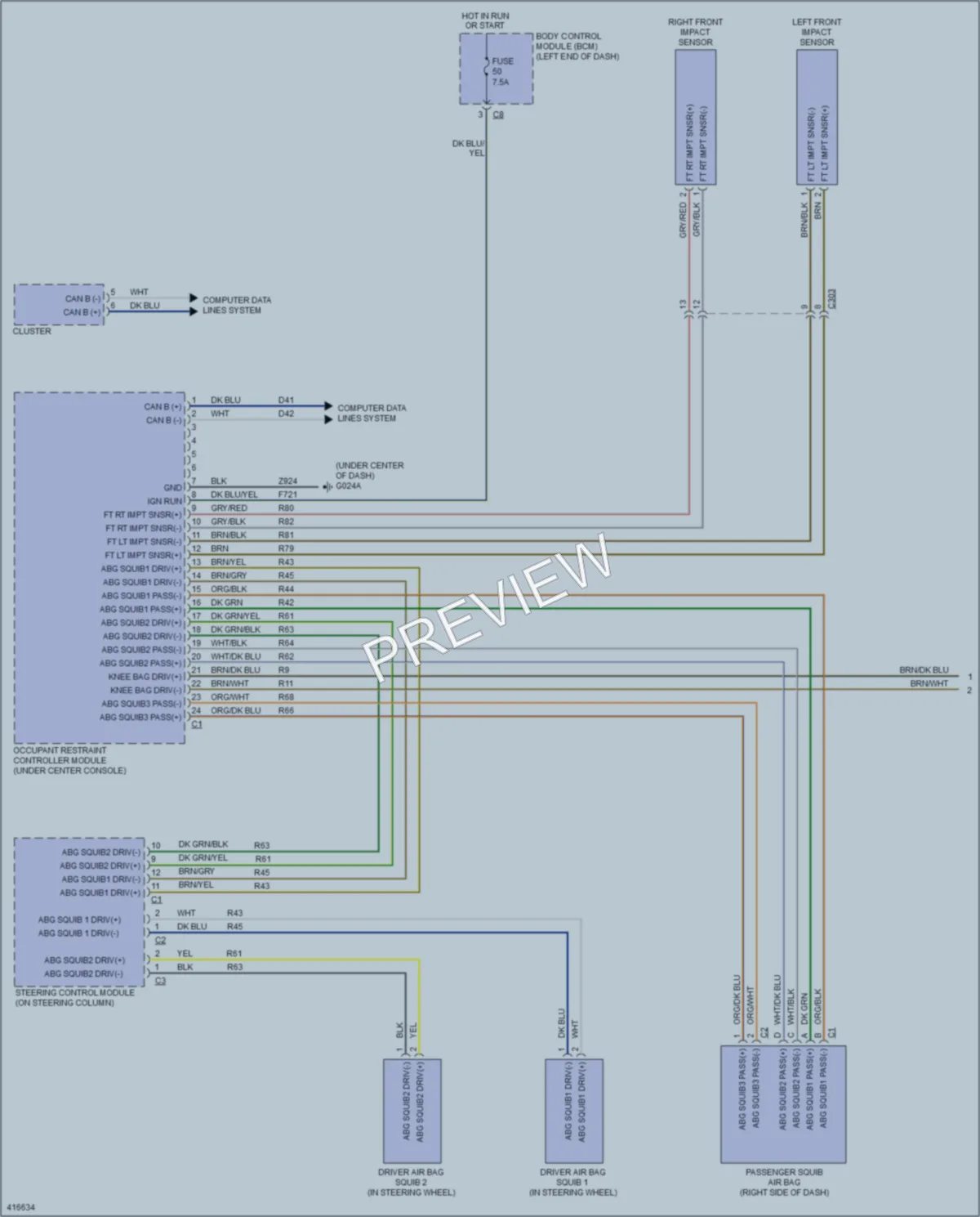 2013 Fiat 500 Supplemental Restraints wiring diagram preview