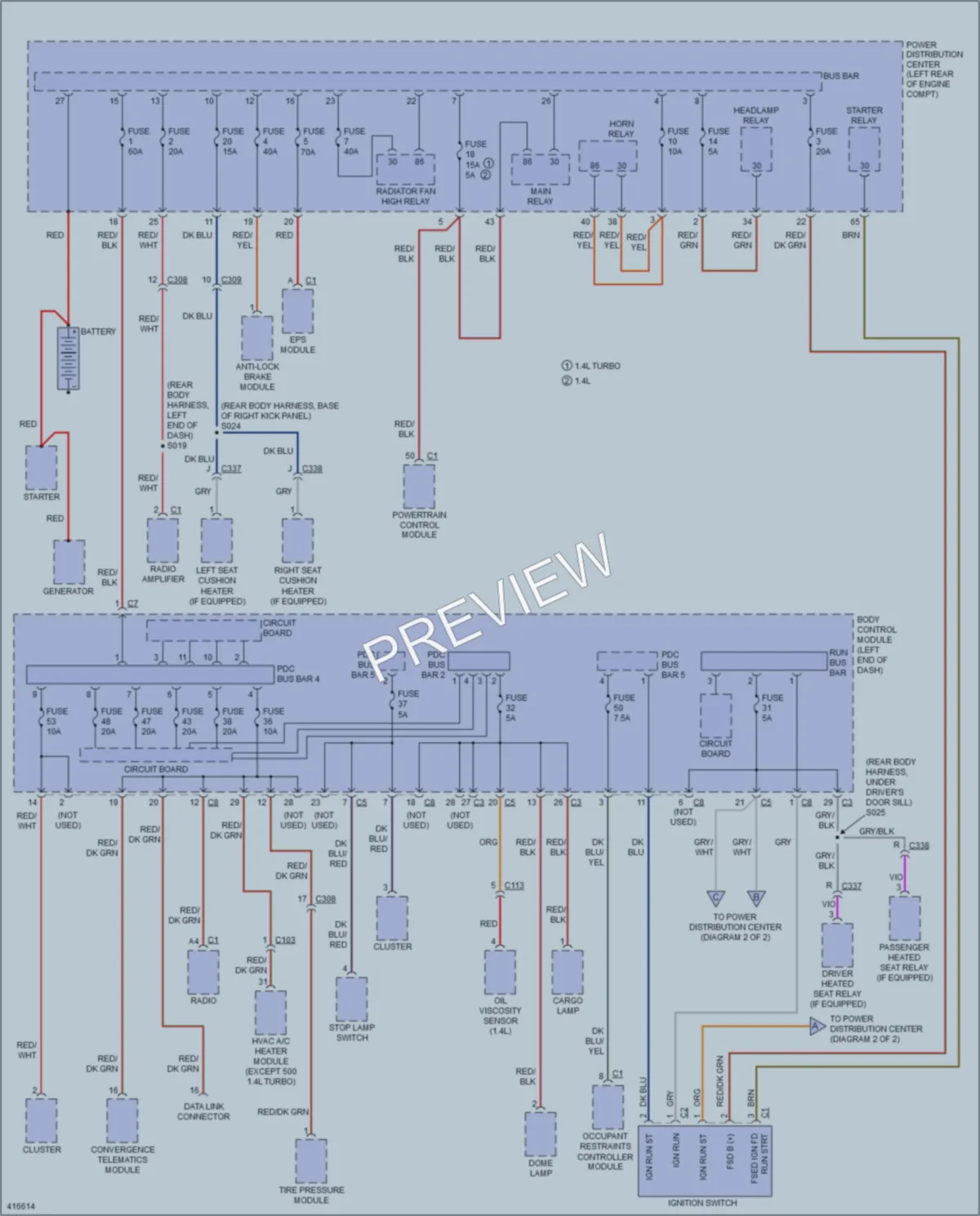 2013 Fiat 500C Power Distribution wiring diagram preview