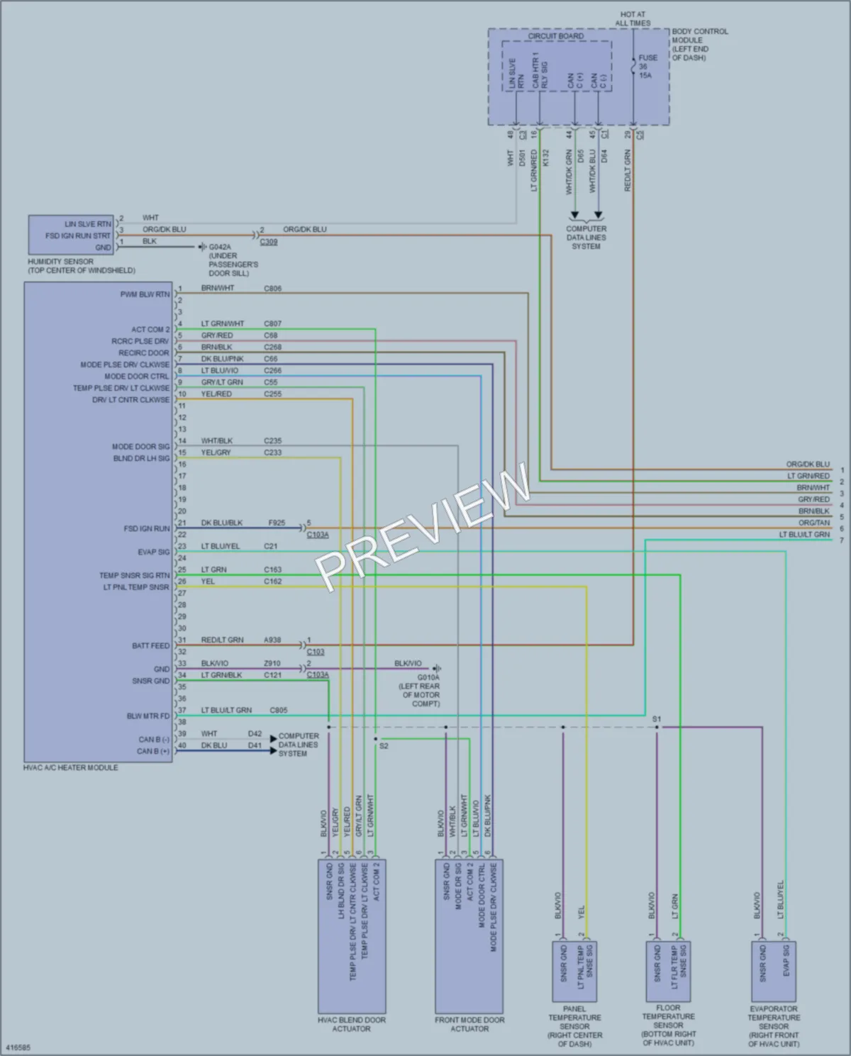 2013 Fiat 500e Air Conditioning wiring diagram preview