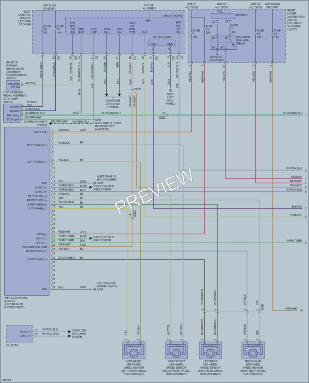 2013 Fiat 500e Anti Lock Brakes wiring diagram preview