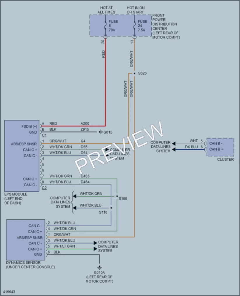 2013 Fiat 500e Electronic Power Steering wiring diagram preview