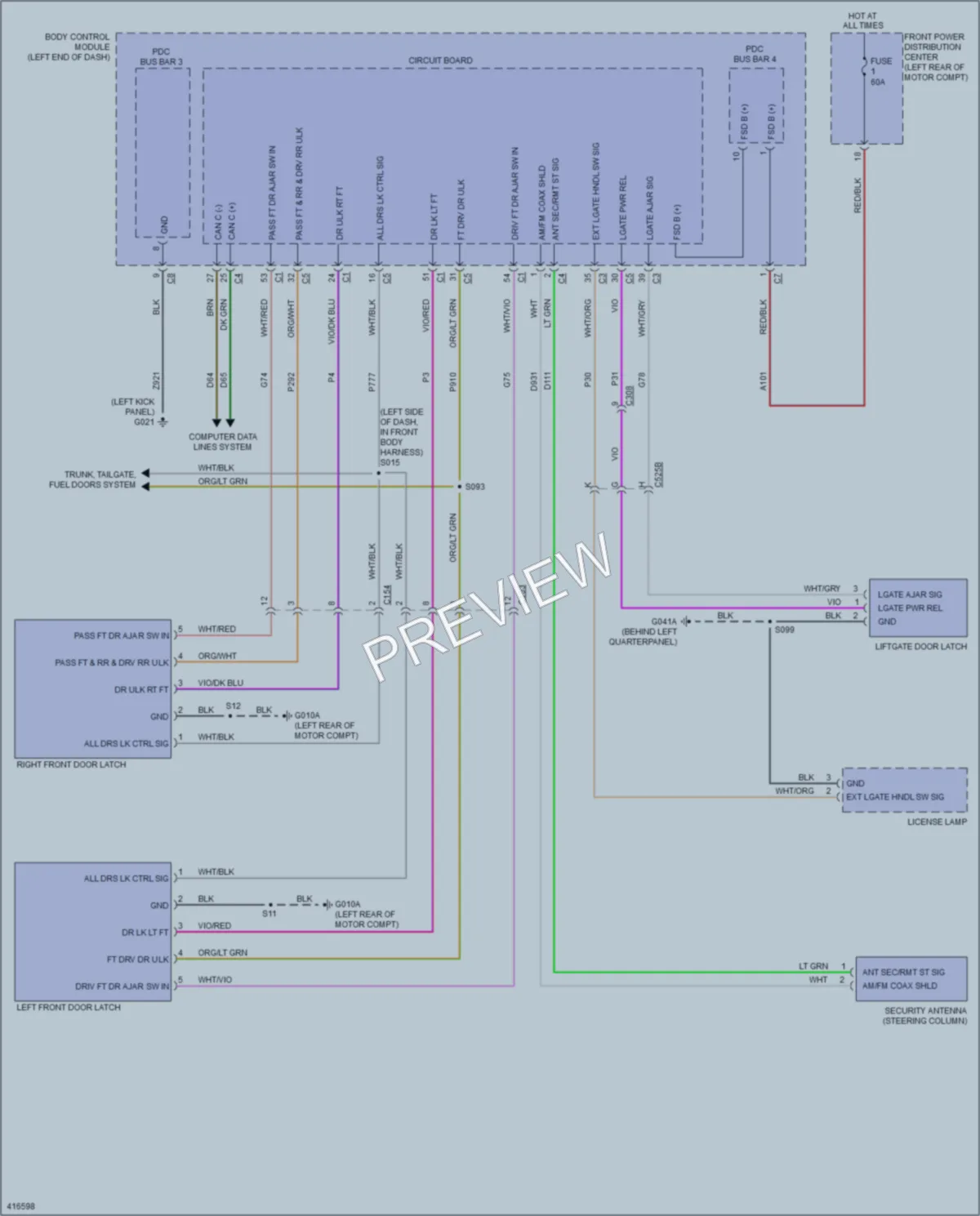 2013 Fiat 500e Power Door Locks wiring diagram preview