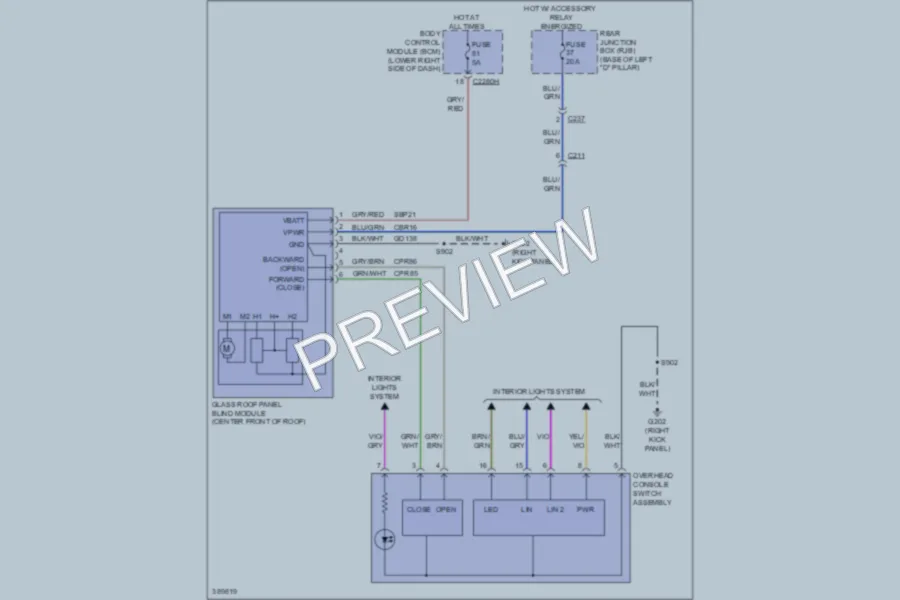 2013 Ford CMaxEnergi Power Top Sunroof wiring diagram preview