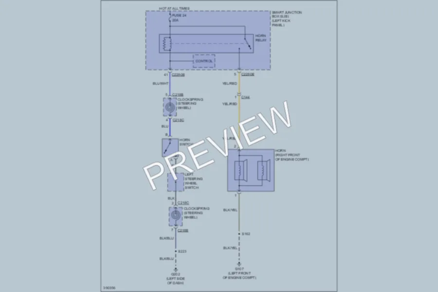 2013 Ford E150ClubWagon Horn wiring diagram preview