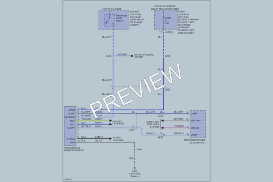2013 Ford E250Econoline Power Mirrors wiring diagram preview