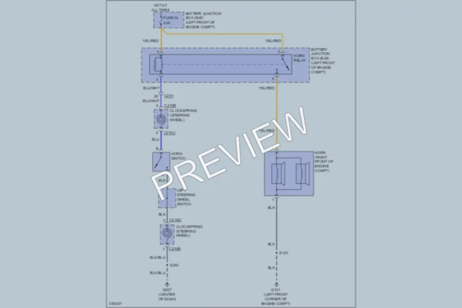 2013 Ford E350Econoline Horn wiring diagram preview