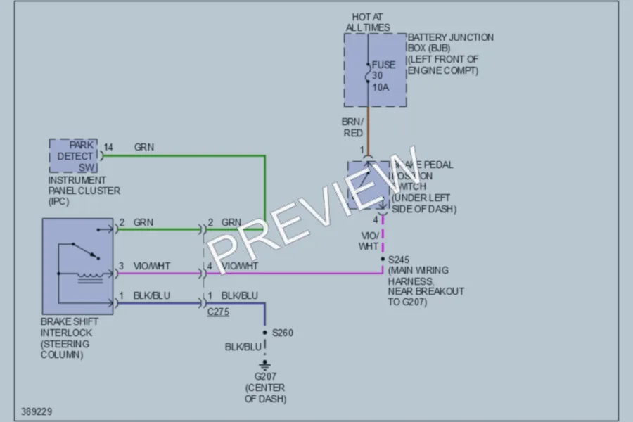 2013 Ford E350Econoline Shift Interlock wiring diagram preview