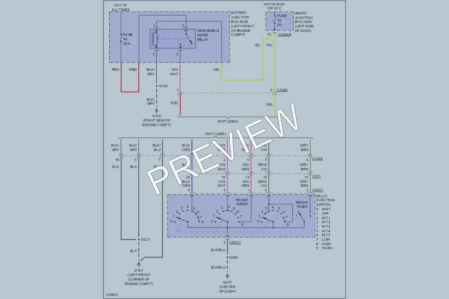 2013 Ford E350Econoline Wiper Washer wiring diagram preview