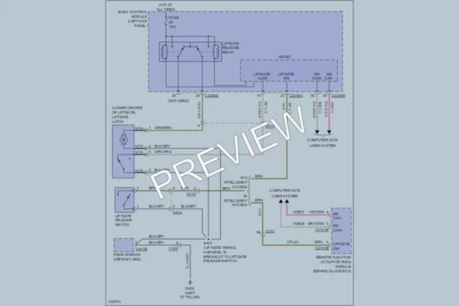 2013 Ford Edge Trunk Tailgate Fuel Door wiring diagram preview