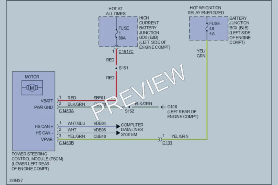 2013 Ford Escape Electronic Power Steering wiring diagram preview
