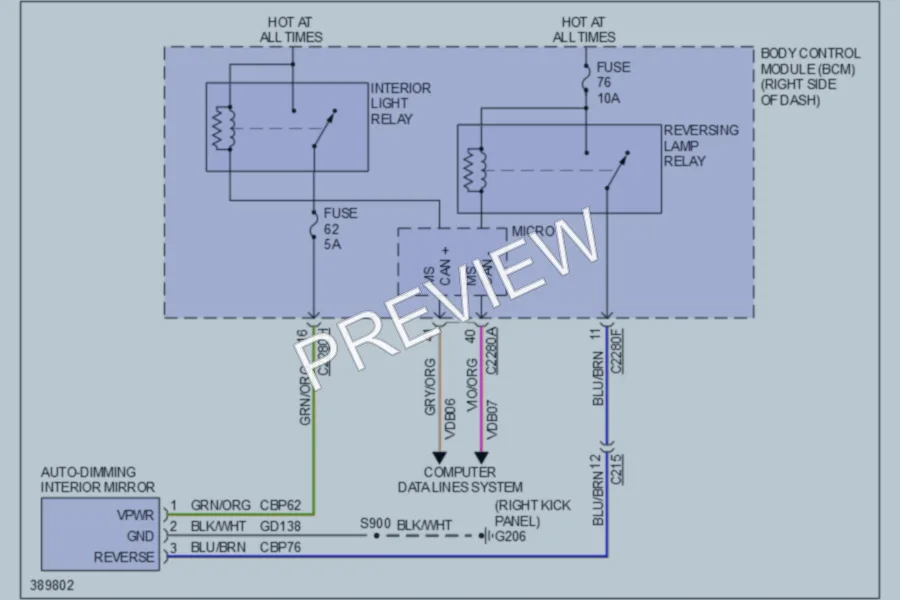 2013 Ford Escape Power Mirrors wiring diagram preview