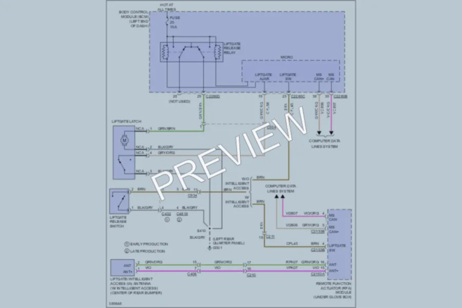 2013 Ford Explorer Trunk Tailgate Fuel Door wiring diagram preview