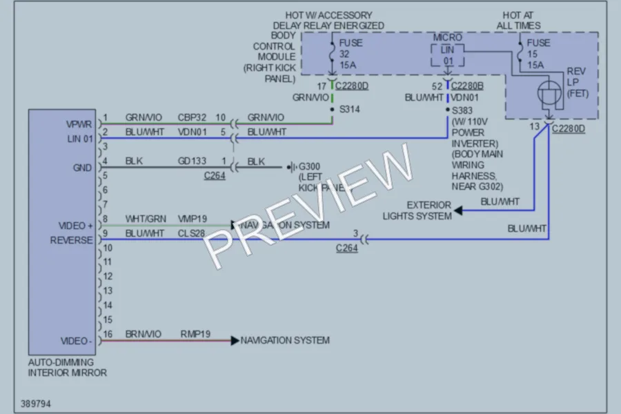 2013 Ford F550ChsCab Power Mirrors wiring diagram preview