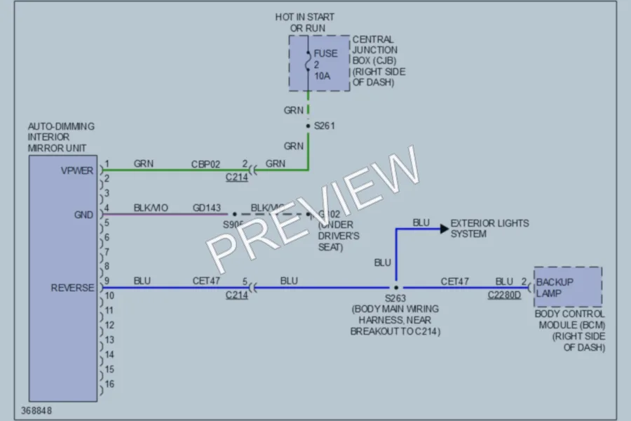 2013 Ford Fiesta Power Mirrors wiring diagram preview
