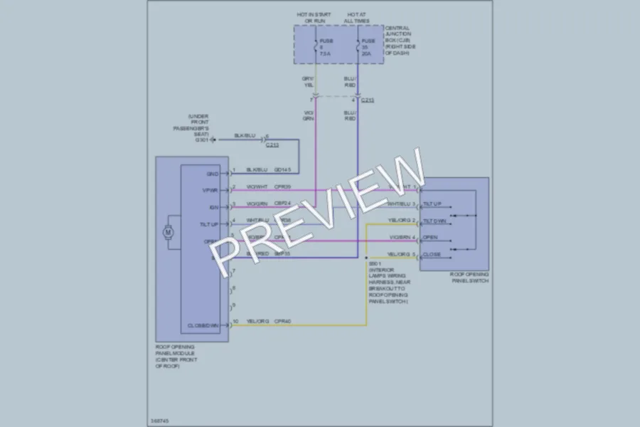 2013 Ford Fiesta Power Top Sunroof wiring diagram preview