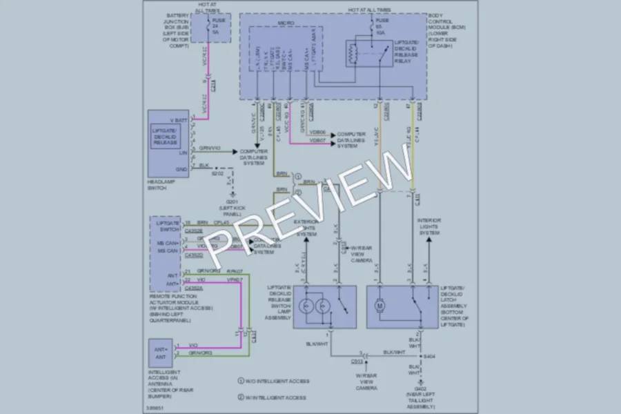 2013 Ford Focus Trunk Tailgate Fuel Door wiring diagram preview