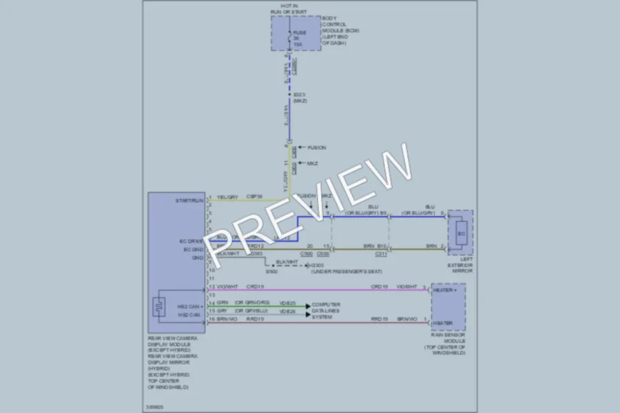 2013 Ford FusionEnergi Power Mirrors wiring diagram preview