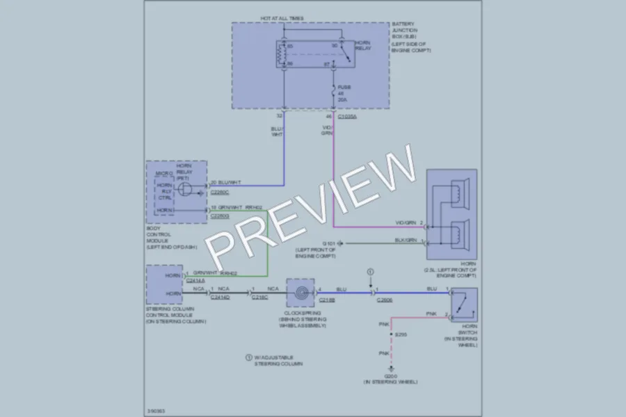 2013 Ford FusionHybrid Horn wiring diagram preview