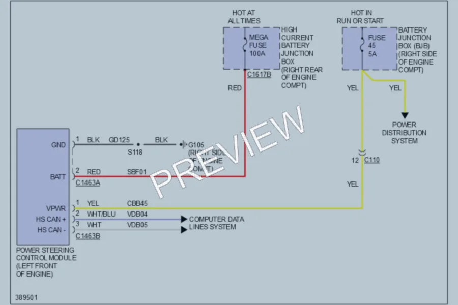 2013 Ford Mustang Electronic Power Steering wiring diagram preview