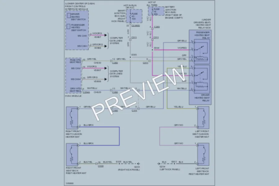 2013 Ford Mustang Power Seats wiring diagram preview