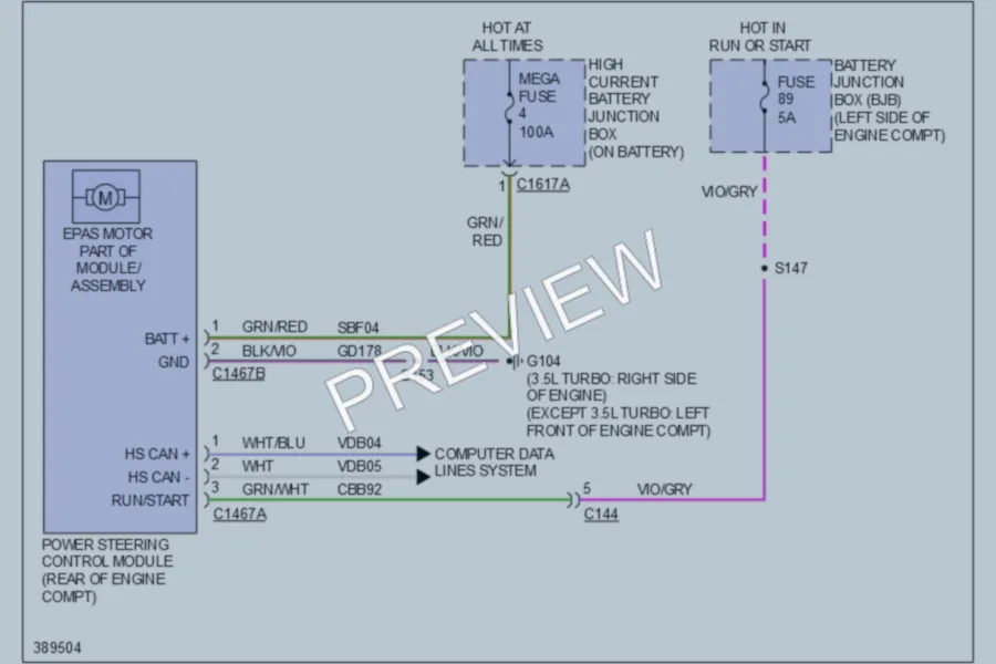 2013 Ford Taurus Electronic Power Steering wiring diagram preview