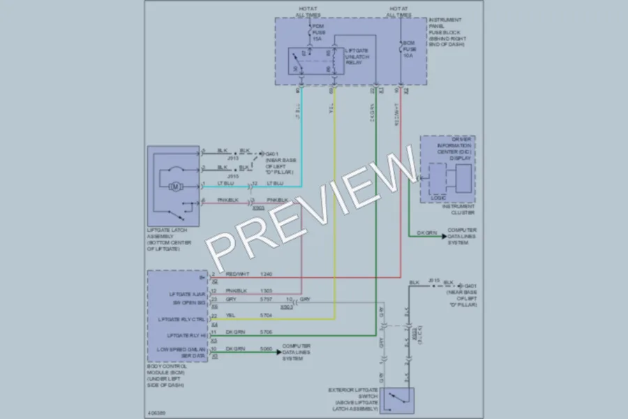 2013 GMC Acadia Trunk Tailgate Fuel Door wiring diagram preview