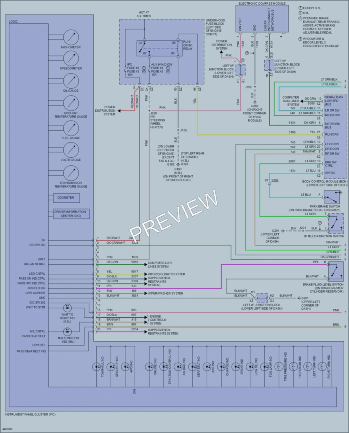 2013 GMC C1500PickupSierra Instrument Cluster wiring diagram preview