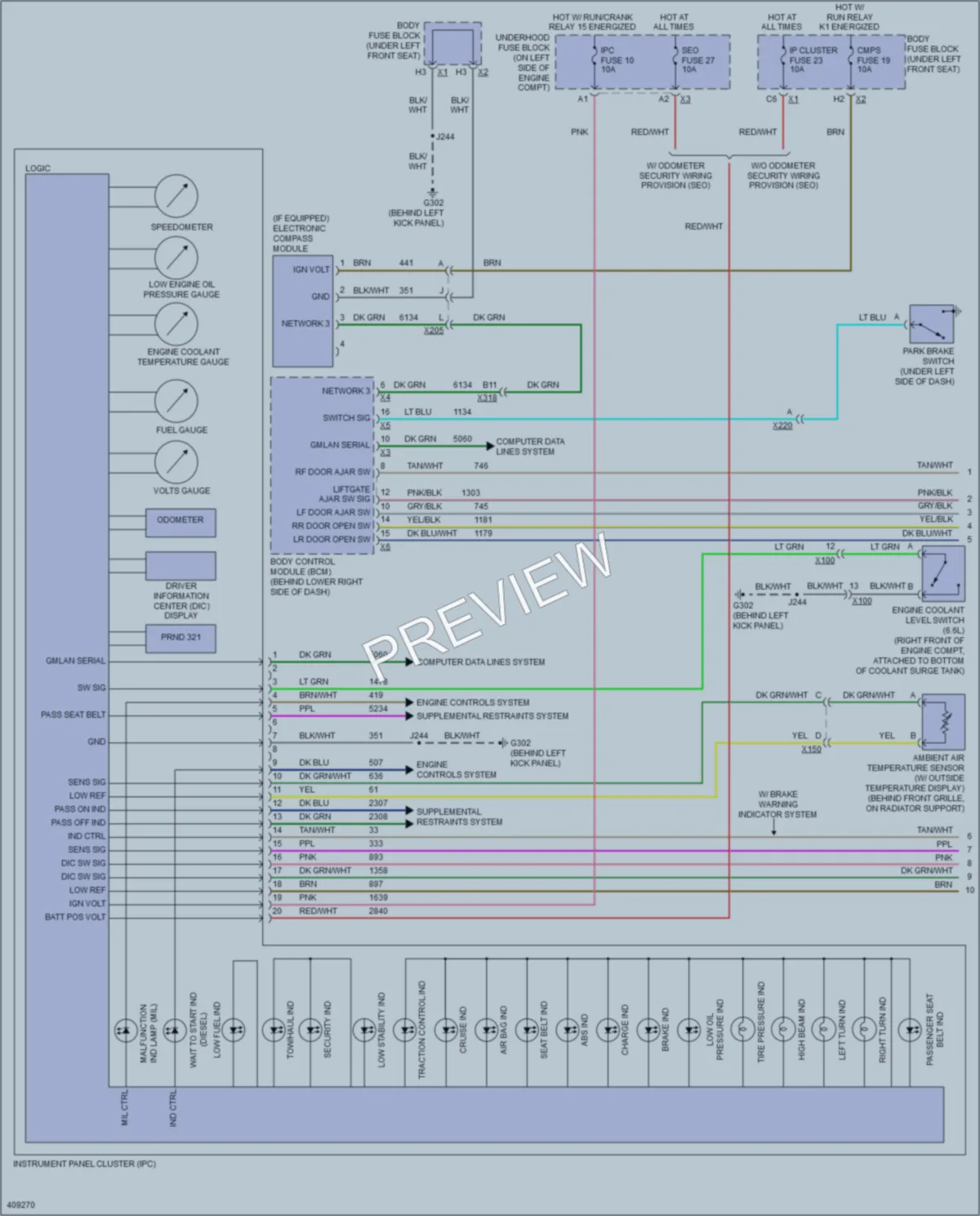 2013 GMC H1500 Instrument Cluster wiring diagram preview