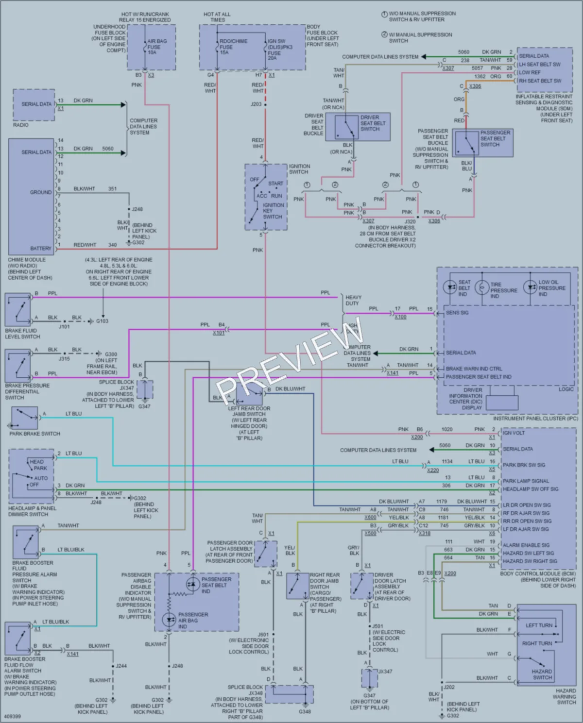 2013 GMC G2500 Warning Systems wiring diagram preview