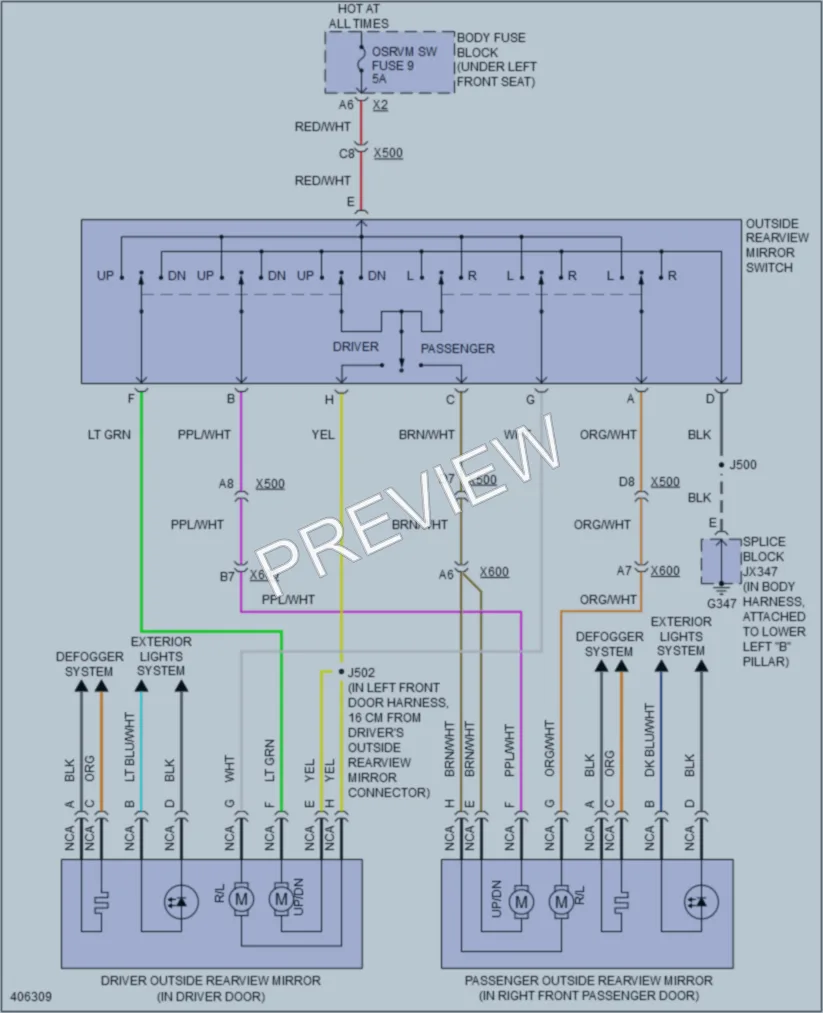 2013 GMC G3500 Power Mirrors wiring diagram preview