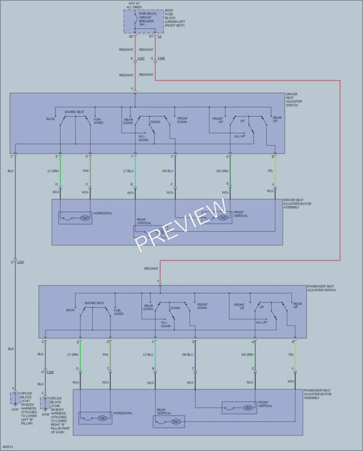 2013 GMC G3500 Power Seats wiring diagram preview