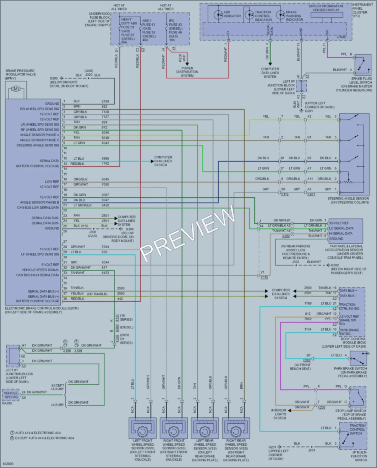 2013 GMC K1500PickupSierra Anti Lock Brakes wiring diagram preview