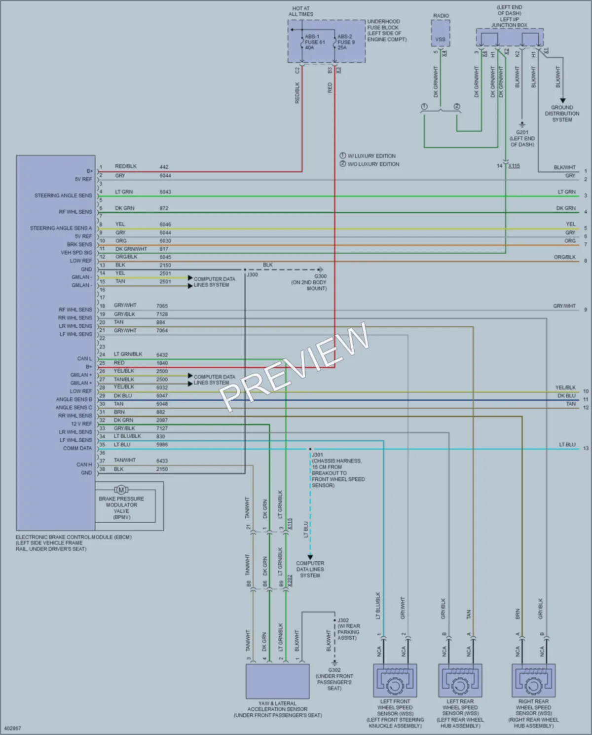 2013 GMC K2500YukonXL Anti Lock Brakes wiring diagram preview