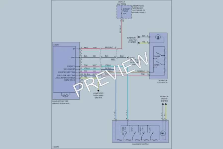 2013 GMC Terrain Power Top Sunroof wiring diagram preview