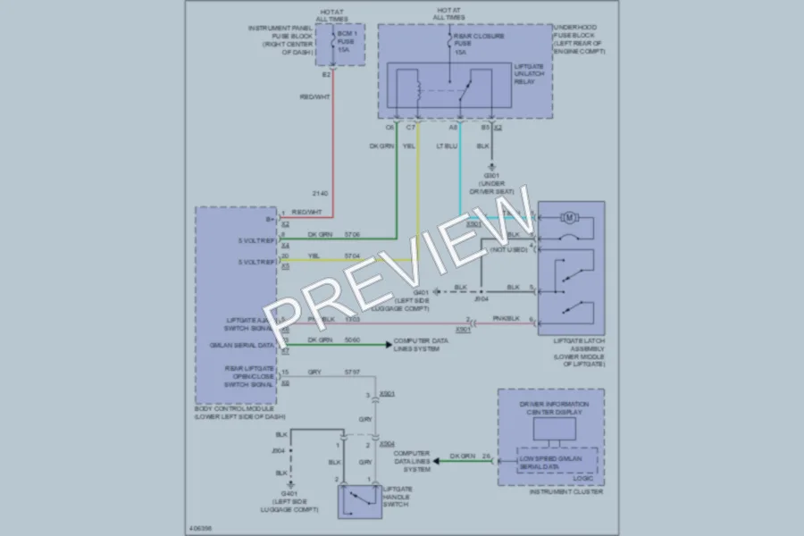 2013 GMC TerrainDenali Trunk Tailgate Fuel Door wiring diagram preview