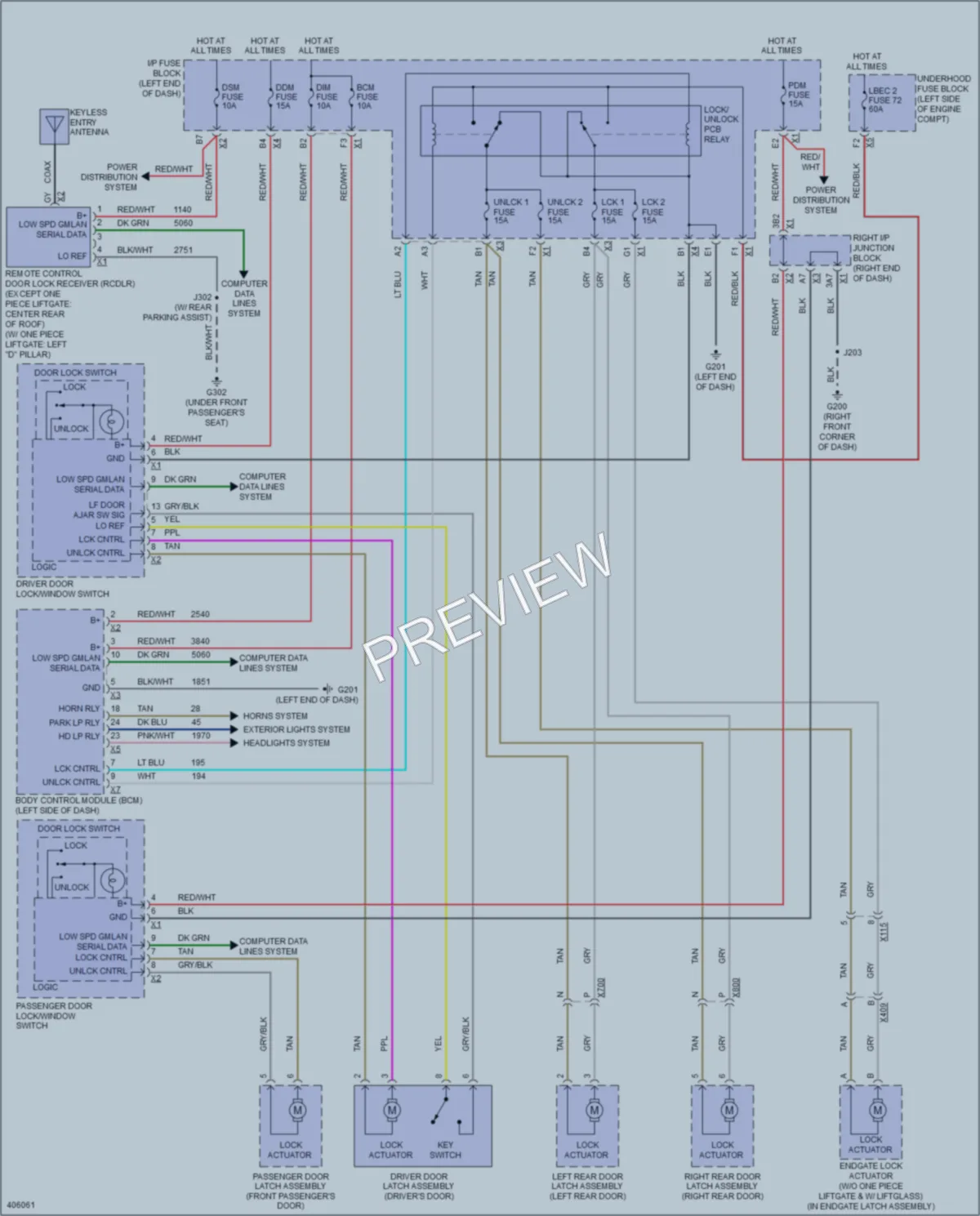 2013 GMC YukonXLDenali Power Door Locks wiring diagram preview