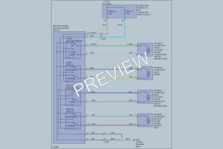 2013 Honda CRV Power Seats wiring diagram preview