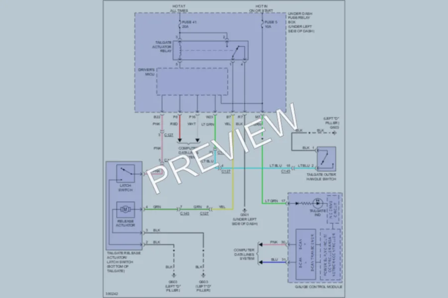 2013 Honda CRV Trunk Tailgate Fuel Door wiring diagram preview