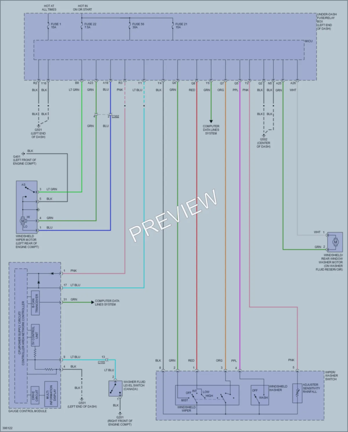 2013 Honda CRZ Wiper Washer wiring diagram preview