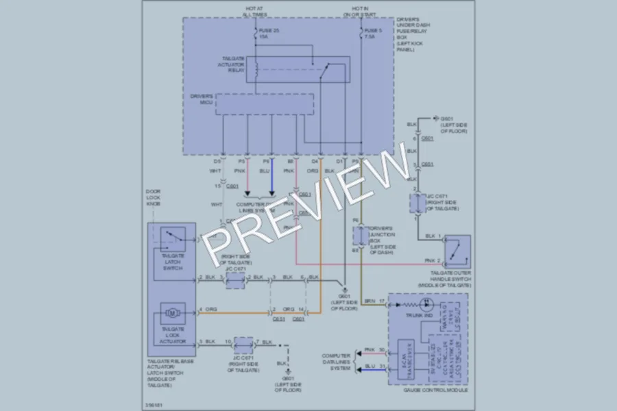 2013 Honda Crosstour Trunk Tailgate Fuel Door wiring diagram preview