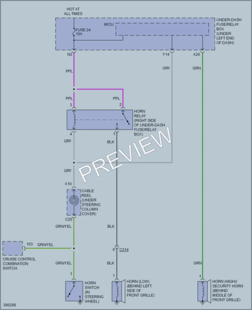 2013 Honda Fit Horn wiring diagram preview