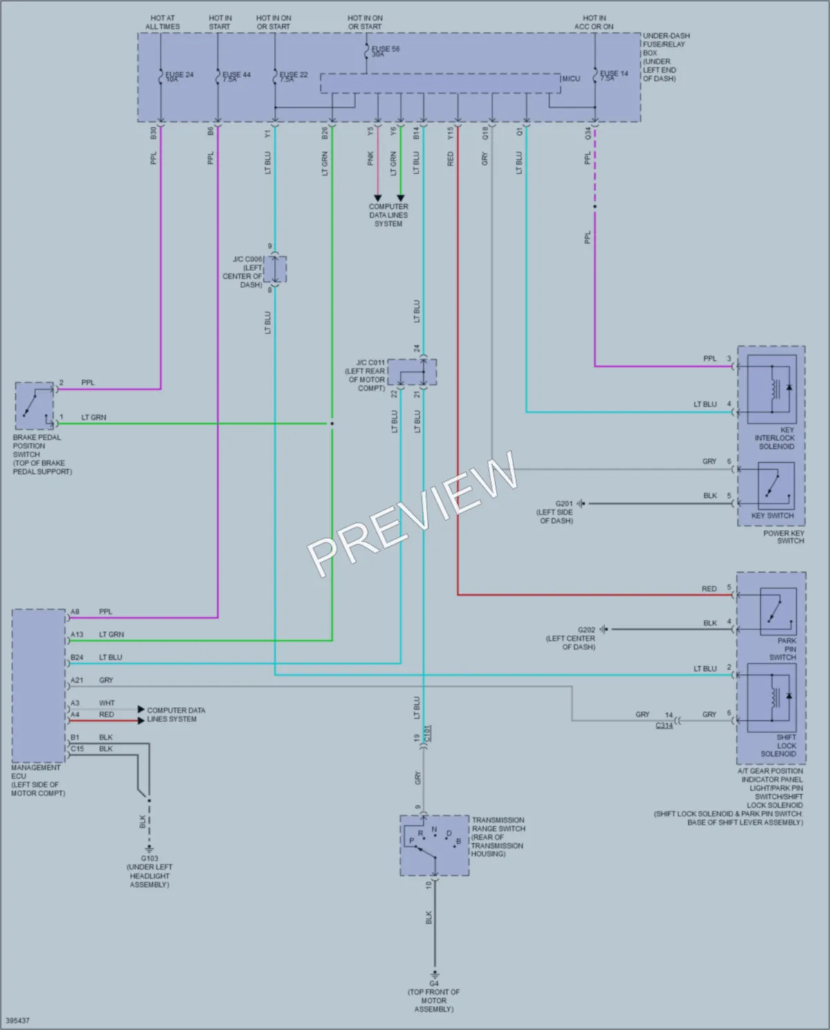 2013 Honda Fit Shift Interlock wiring diagram preview