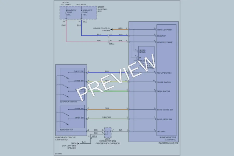 2013 Hyundai Azera Power Top Sunroof wiring diagram preview